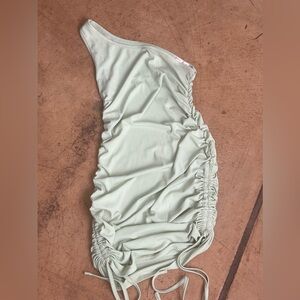 Light green one shoulder summer dress